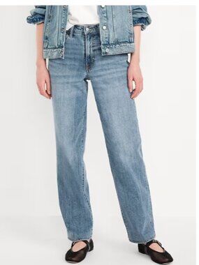 Old Navy High Waisted OG Loose Jeans Medium Wash Blue 6